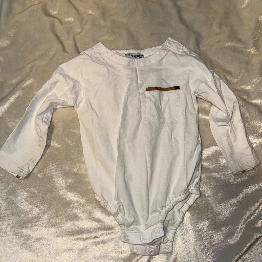 Burberry White Baby Onesie